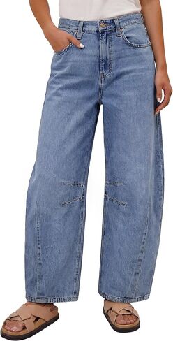 ANRABESS Women's Wide Leg Barrel Jeans | Mid Rise Ankle Length Denim Pants,Going Out Y2K Streetwear,Casual Baggy Relaxed Fit Boyfriend Style,Fall Spring in Kuwait