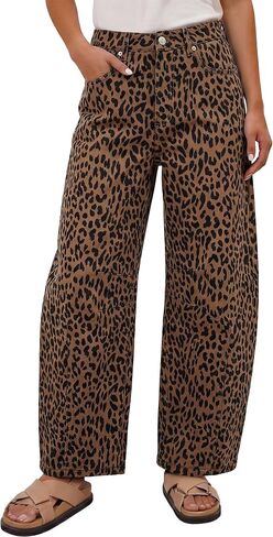 ANRABESS Women's Wide Leg Barrel Jeans | Mid Rise Ankle Length Denim Pants,Going Out Y2K Streetwear,Casual Baggy Relaxed Fit Boyfriend Style,Fall Spring in Kuwait