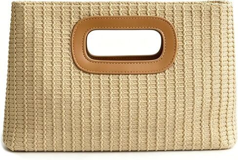 Straw Clutch Handbags for Women with Top Handle Shoulder Crossbody Summer Beach Bag Woven Straw Clutch Purses for Women in Saudi Arabia