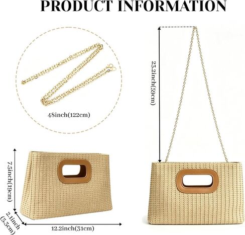 Straw Clutch Handbags for Women with Top Handle Shoulder Crossbody Summer Beach Bag Woven Straw Clutch Purses for Women in Saudi Arabia