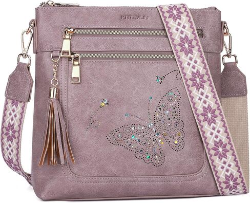 KITEVIUN Medium Crossbody Bags for Women, Butterfly Cut-out Sparkling Shoulder Handbag, Crossbody Purse with Tassel in Saudi Arabia