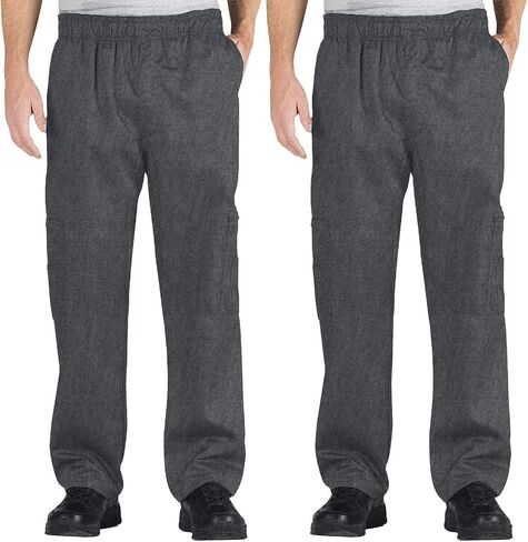 Chef Code 2-Pack Chef Cargo Pants with Elastic Waist with Drawstring and Zipper Cargo Pockets in Saudi Arabia
