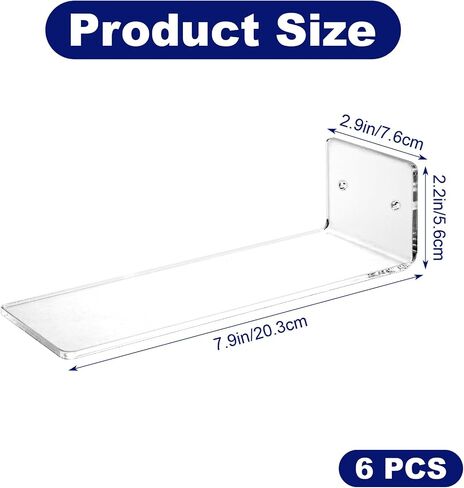 6 Pcs Acrylic Floating Shoe Display Shelves, Clear Wall Mount Levitating Sneaker Shelf for Collection Storage, Maximize Space in Bedroom Hallway Gaming Room in Kuwait