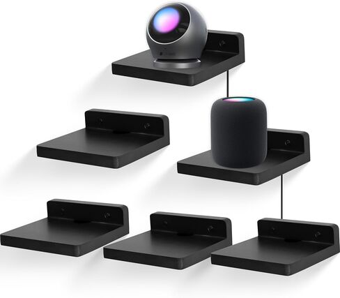 Small Floating Shelf for Wall,5 Inch Wooden Wall shelf Set of 2,Mini Speaker, Baby Monitor,Cameras，Figurines Display Stand, for Bedroom, Gaming Room, Living Room, Bathroom(Carbonized Black) in Saudi Arabia