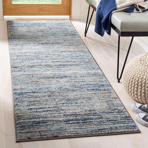 SAFAVIEH Galaxy Collection Runner Rug - 2'3" x 8', Blue & Grey, Modern Design, Non-Shedding & Easy Care, Ideal for High Traffic Areas in Living Room, Bedroom (GAL113M) in Kuwait