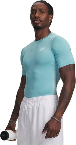 تي شيرت رجالي بأكمام قصيرة مضغوط من Under Armour Armour HeatGear، (425) أزرق ضبابي / / أبيض، صغير in Kuwait