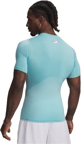 تي شيرت رجالي بأكمام قصيرة مضغوط من Under Armour Armour HeatGear، (425) أزرق ضبابي / / أبيض، صغير in Kuwait