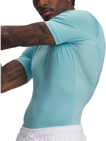 تي شيرت رجالي بأكمام قصيرة مضغوط من Under Armour Armour HeatGear، (425) أزرق ضبابي / / أبيض، صغير in Kuwait