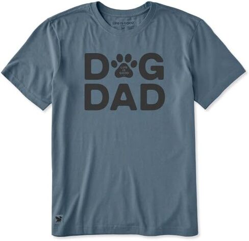 تي شيرت Life is Good للرجال بأكمام قصيرة Paw Dog Dad Crusher-LITE، أزرق داكن in Kuwait