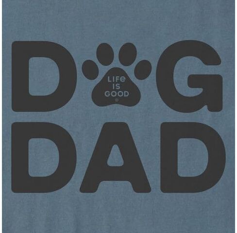 تي شيرت Life is Good للرجال بأكمام قصيرة Paw Dog Dad Crusher-LITE، أزرق داكن in Kuwait