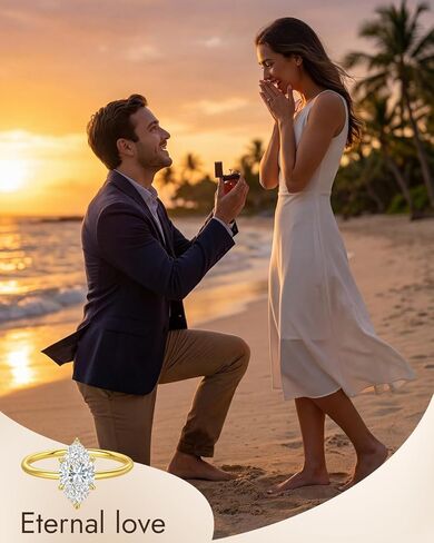 3CT Marquise Moissanite Engagement Rings for Women: Lab Grown Diamond D Color VVS1 925 Sterling Silver 14K Gold Plated Non Tarnish Wedding Band, Bridal Jewelry Gifts Anniversary Promise Ring for Her in Saudi Arabia