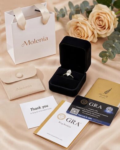 3CT Marquise Moissanite Engagement Rings for Women: Lab Grown Diamond D Color VVS1 925 Sterling Silver 14K Gold Plated Non Tarnish Wedding Band, Bridal Jewelry Gifts Anniversary Promise Ring for Her in Saudi Arabia