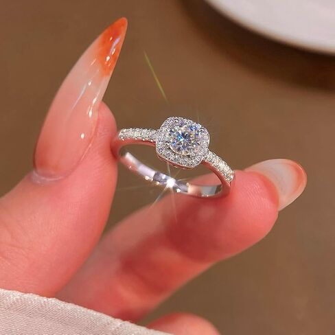 1 PC Moissanite 0.5ct Classic Square Pack Engagement Ring Promise Eternity Ring for Women Wedding Rings Jewelry Gift Friendship Promise Fashion Jewelry Fine Valentine's Day Gifts in Kuwait