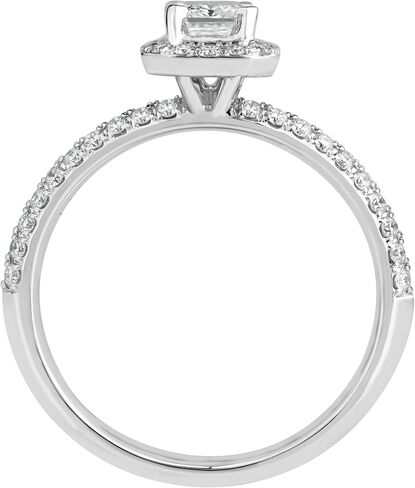 DEWBERRY 1Ct IGI Certified Emerald Cut Lab Grown Diamond Halo Engagement Ring | 925 Sterling Silver with 14K Yellow or White Gold Plated Solitaire Accents Promise Rings For Her Size 4-10 (Clarity: VS/Color: FG) in Saudi Arabia