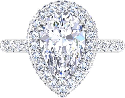 Martha Stewart 4 Carat Pear Shape Lab Grown Diamond Hidden Halo Engagement Ring In Sterling Silver in Kuwait
