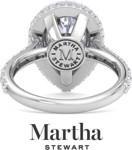 Martha Stewart 4 Carat Pear Shape Lab Grown Diamond Hidden Halo Engagement Ring In Sterling Silver in Kuwait