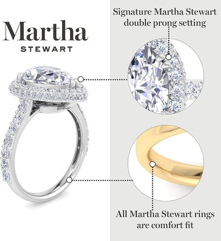 Martha Stewart 4 Carat Pear Shape Lab Grown Diamond Hidden Halo Engagement Ring In Sterling Silver in Kuwait