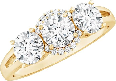 Certified Lab Grown Diamond 3 Stone Engagement Ring, Ef-Vs Quality, Diamond Past Present Future Ring - Fine Jewelry For Her in Kuwait