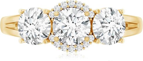 Certified Lab Grown Diamond 3 Stone Engagement Ring, Ef-Vs Quality, Diamond Past Present Future Ring - Fine Jewelry For Her in Kuwait
