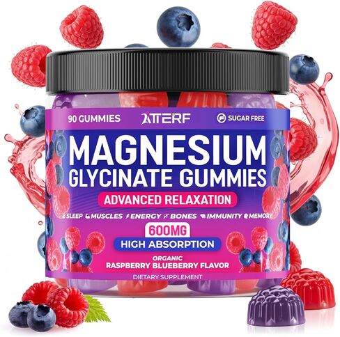 Magnesium Glycinate Gummies 600mg, [2-in-1 Dual Flavor Mix] - Sugar-Free, High Absorption Magnesium Supplement for Adults, Muscle Support and Relaxation, Vegan & Non-GMO in Saudi Arabia