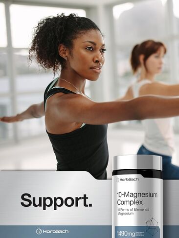 Horbäach Magnesium Complex | 1490 mg | 240 Capsules | 10 Forms of Elemental Magnesium | Vegan, Non-GMO, Gluten Free in Saudi Arabia