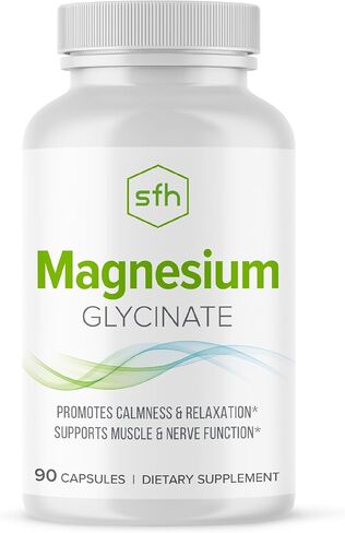 SFH Magnesium Glycinate Capsules 183mg | Chelated Magnesium Bisglycinate Supplement for Sleep, Relaxation & Muscle Recovery | High Absorption | Gentle on Stomach | 90 Capsules (45-Day Supply) in Saudi Arabia