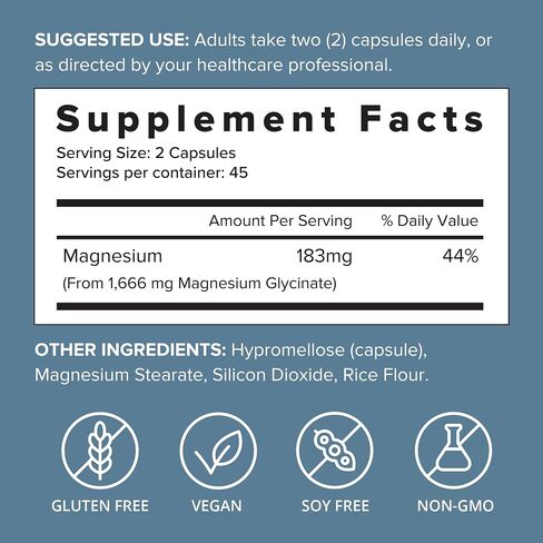 SFH Magnesium Glycinate Capsules 183mg | Chelated Magnesium Bisglycinate Supplement for Sleep, Relaxation & Muscle Recovery | High Absorption | Gentle on Stomach | 90 Capsules (45-Day Supply) in Saudi Arabia