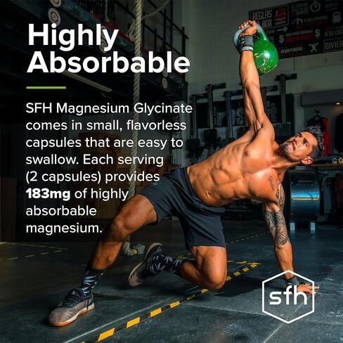 SFH Magnesium Glycinate Capsules 183mg | Chelated Magnesium Bisglycinate Supplement for Sleep, Relaxation & Muscle Recovery | High Absorption | Gentle on Stomach | 90 Capsules (45-Day Supply) in Saudi Arabia