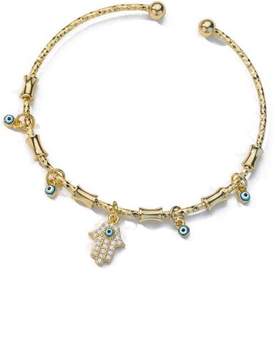 Fatima Hamsa Hand Evil Eye Bracelets for Women Good Luck Cuff Wrap Bangle Protection Bracelet in Kuwait