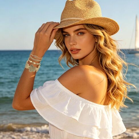 14K Gold Plated Bracelets for Women, 4Pcs Stackable Flower Cuff Bangle Knot Chain Bracelet Set, Trendy Boho Layered Jewelry Gift for Women in Saudi Arabia