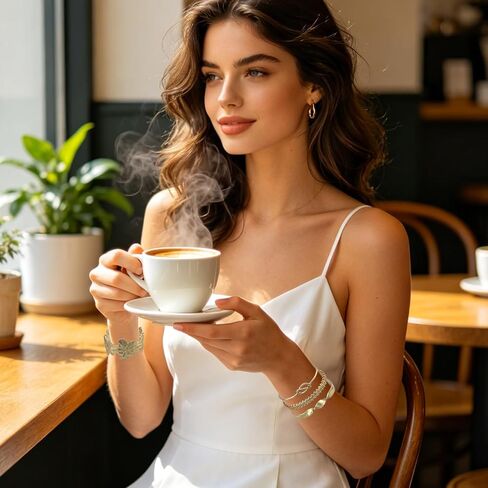 14K Gold Plated Bracelets for Women, 4Pcs Stackable Flower Cuff Bangle Knot Chain Bracelet Set, Trendy Boho Layered Jewelry Gift for Women in Saudi Arabia