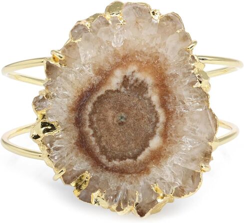 Quartz Aura Statement Cuff Bracelet Natural Gemstone Solar Quartz For Women Bracelet Fashion Gold Plated Jewelry Stone Size Approximately 45-50mm in Kuwait