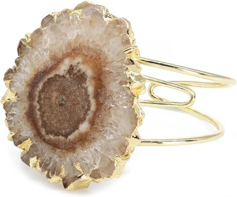 Quartz Aura Statement Cuff Bracelet Natural Gemstone Solar Quartz For Women Bracelet Fashion Gold Plated Jewelry Stone Size Approximately 45-50mm in Kuwait