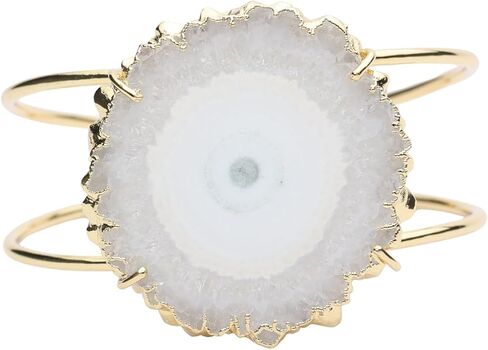 Quartz Aura Statement Cuff Bracelet Natural Gemstone Solar Quartz For Women Bracelet Fashion Gold Plated Jewelry Stone Size Approximately 45-50mm in Kuwait