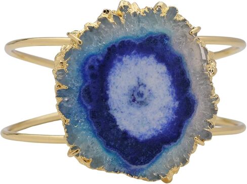 Quartz Aura Statement Cuff Bracelet Natural Gemstone Solar Quartz For Women Bracelet Fashion Gold Plated Jewelry Stone Size Approximately 45-50mm in Kuwait