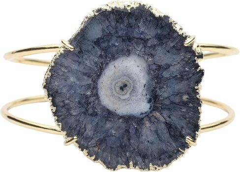 Quartz Aura Statement Cuff Bracelet Natural Gemstone Solar Quartz For Women Bracelet Fashion Gold Plated Jewelry Stone Size Approximately 45-50mm in Kuwait