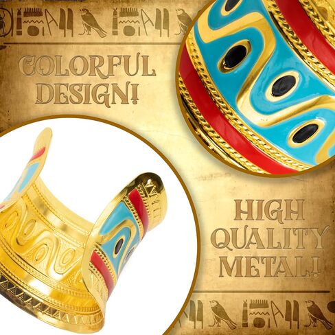 UNDERWRAPS Cleopatra Egyptian Metal Bracelet - Cuff Bracelets for Women, Egyptian Costume Accessories, Jewelry Gift, Ancient Egyptian Decor (Adjustable Size) Gold in Kuwait