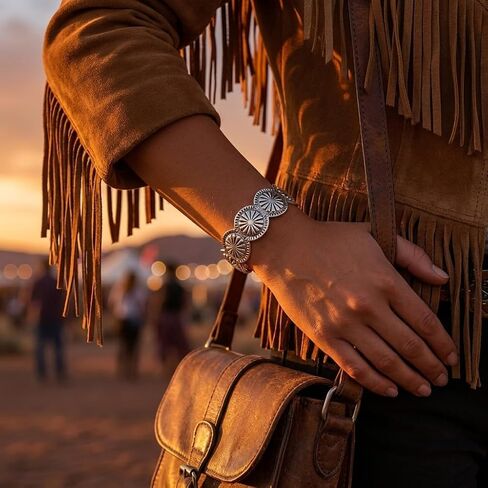 Western Bracelets for Women, Silver Cuff Bracelets, Metallic Vintage Stylish Trendy Boho Jewelry for Women, Daily Wear Outfits Dresses Party Evening Item in Kuwait