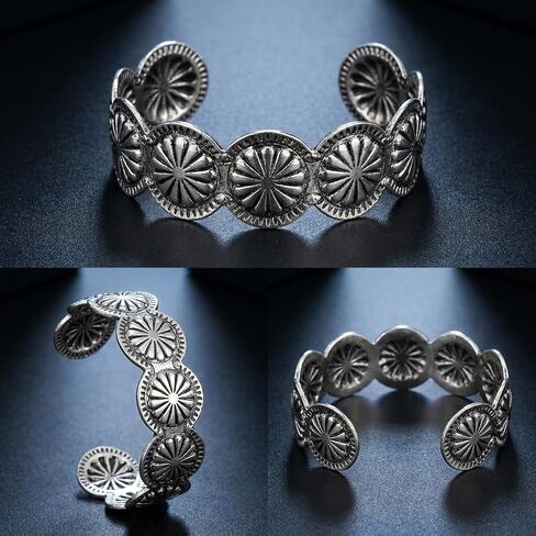 Western Bracelets for Women, Silver Cuff Bracelets, Metallic Vintage Stylish Trendy Boho Jewelry for Women, Daily Wear Outfits Dresses Party Evening Item in Kuwait
