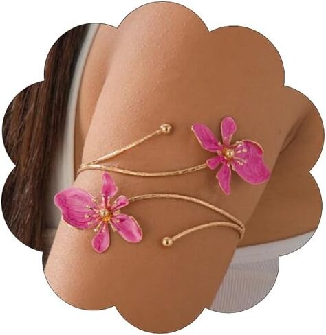Flower Arm Cuff Bracelets for Women Adjustable Gold Upper Arm Boho Floral Open Bangle Statement Arm Cuff Jewelry for Women in Saudi Arabia
