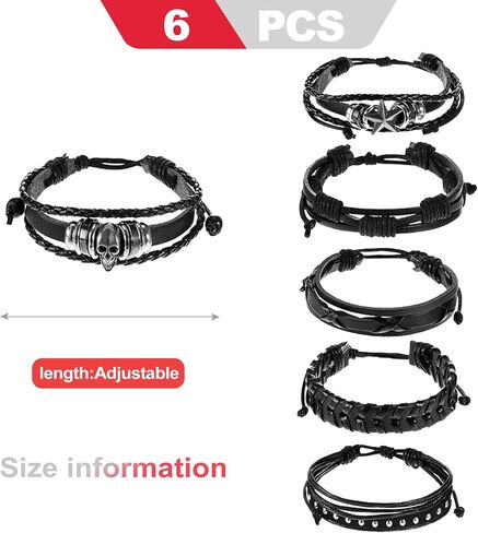 6 Pack Punk Bracelets Set for Women Men, Spiked Studded Leather Cuffs - Gothic Emo Alt Style Spike Bracelet, Punk Accessories in Saudi Arabia