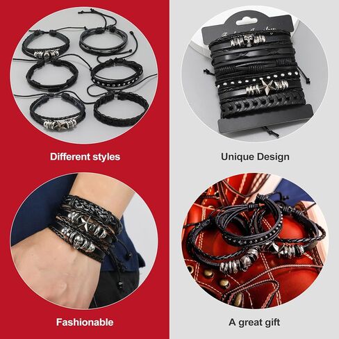 6 Pack Punk Bracelets Set for Women Men, Spiked Studded Leather Cuffs - Gothic Emo Alt Style Spike Bracelet, Punk Accessories in Saudi Arabia