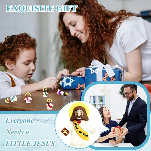 100 Pack Mini Jesus Figurines in Bulk, Tiny Jesus Loves You Figures Toys, Baby Little Jesus Figures Rubber Miniatures to Hide and Seek Easter Egg Stuffers Religious Party(100, 6 Colors) in Saudi Arabia