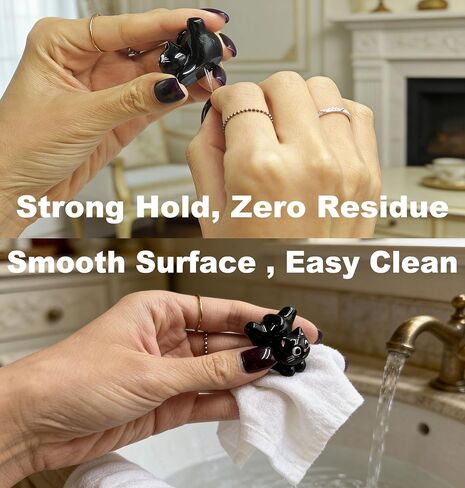 5 PCS Black Mini Cat Figurines, Cute Resin Miniature Cat for Car Dashboard Decorations with Gift Bag & Traceless Tapes, for Car Accessories, Computer Monitor & Desk Décor, Cat Lover Gifts for Women in Kuwait