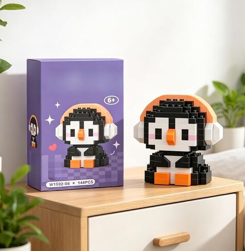 Cute Penguin Assembly Figure, Lovely Cartoon Animal Model, Blind Box Style Desktop Ornament for Gift & Display in Kuwait