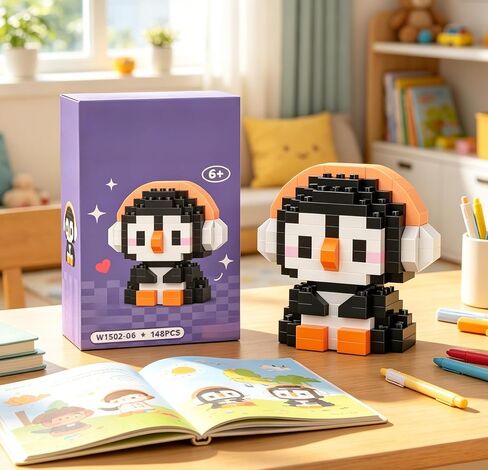 Cute Penguin Assembly Figure, Lovely Cartoon Animal Model, Blind Box Style Desktop Ornament for Gift & Display in Kuwait