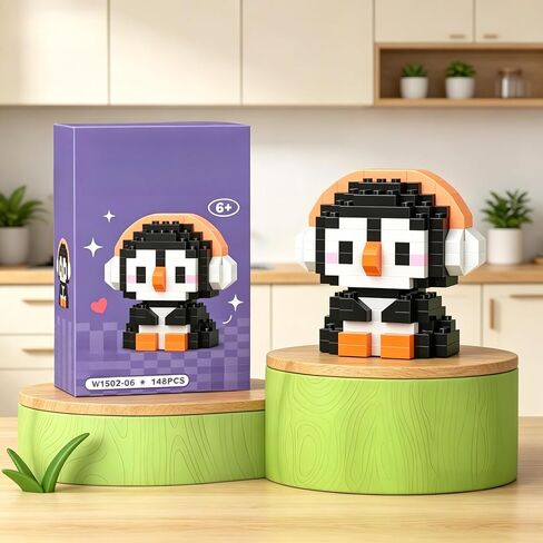 Cute Penguin Assembly Figure, Lovely Cartoon Animal Model, Blind Box Style Desktop Ornament for Gift & Display in Kuwait