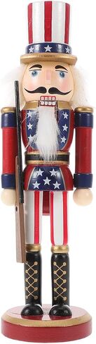 PRETYZOOM Christmas Wooden Nutcracker, Us Flag Nutcracker Soldier Figurine, Patriotic Xmas Nutcracker Statue Ornament Christmas Decoration in Saudi Arabia