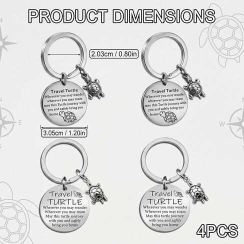 4PCS Turtle Keychain, Keychain Set with Premium Design, Ideal for Daily Use and Gift Giving, Compact Turtle Keychain Accessories for Keys and Bags in Saudi Arabia