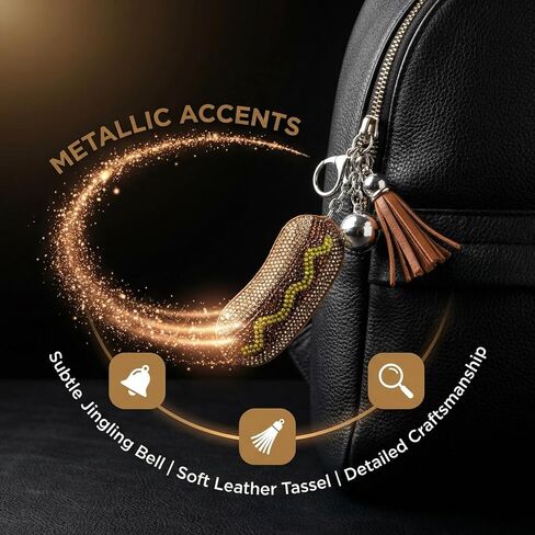 Hot Dog Keychain Western Bling Bag Charm for Women Charms with Tassel for Purse Accessories Rhinestone Sparkle Handmade Keyring in Saudi Arabia